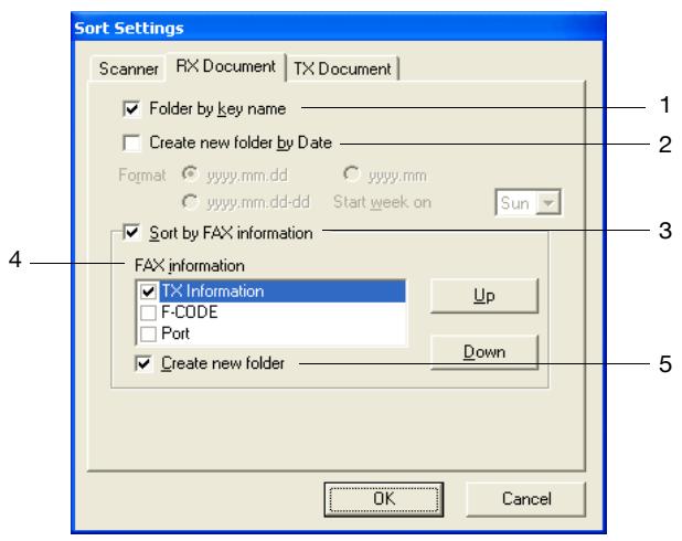 KONICA MINOLTA SU 501 PH2 5 - Boîte de dialogue Sort Settings (onglet RX document (Réception document)) - 1