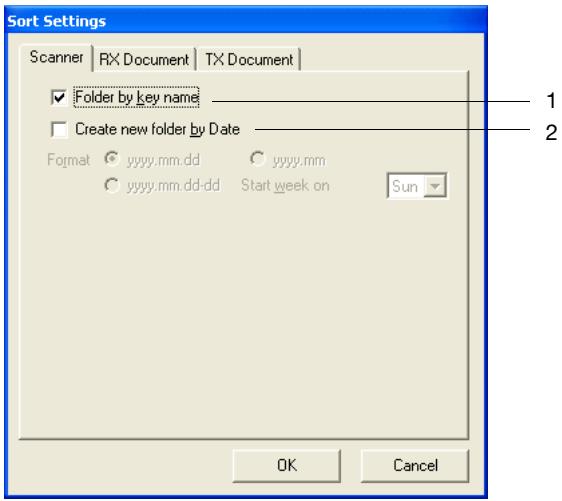 KONICA MINOLTA SU 501 PH2 5 - Boîte de dialogue Sort Settings (Paramètres de tri) (onglet Scanner) - 1