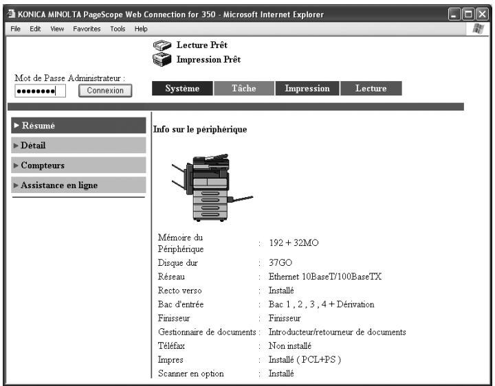 KONICA MINOLTA SU 501 PH2 5 - Tapez le code d'accès administrateur et cliquez ensuite sur [Connexion]. - 1