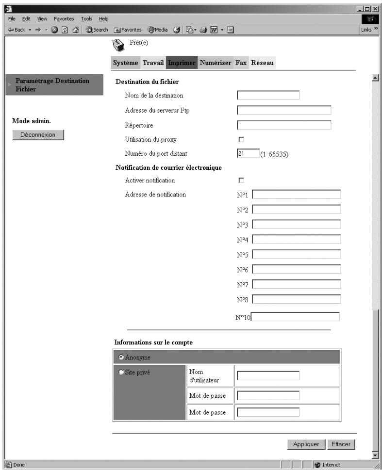 KONICA MINOLTA SU 502 SCANNER - Tapez les informations nécessaires dans l'écran qui apparaît. - 1