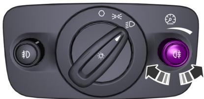 FORD GALAXY 2013 - RÉGLAGE DE L'INTENSITÉ D'ÉCLAIRAGE DU COMBINÉ DES INSTRUMENTS - 1