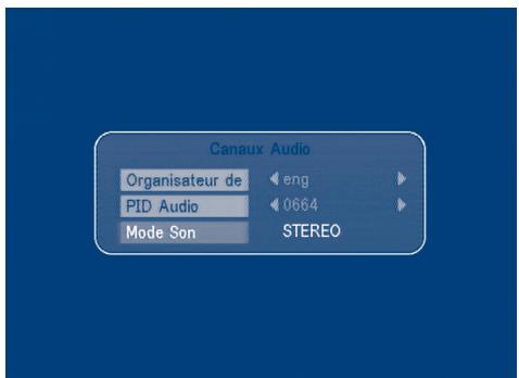 Canaux Audio Organisateur de PID Audio Mode Son STEREO