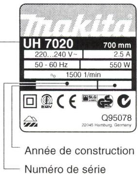 MAKITA UH 5520 - Désignation des pièces - 2