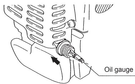 MAKITA UBH253U - Point 1 in Replacement of oil: "Oil gauge" - 3
