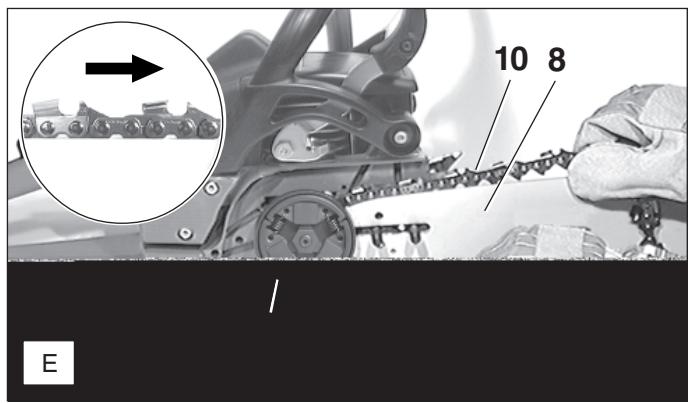 MAKITA DCS5200 - Mounting the guide bar and saw chain - 3