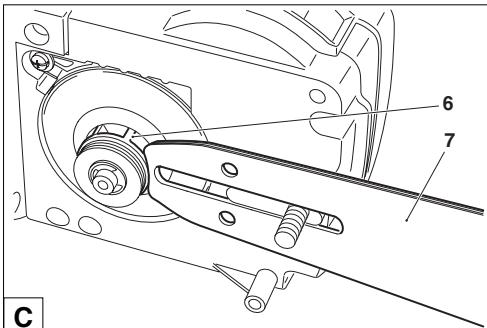MAKITA ES2130A - Mounting the guide bar and saw chain - 1