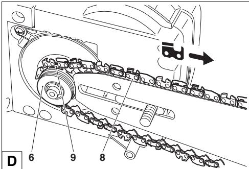 MAKITA ES2135A - Mounting the guide bar and saw chain - 2