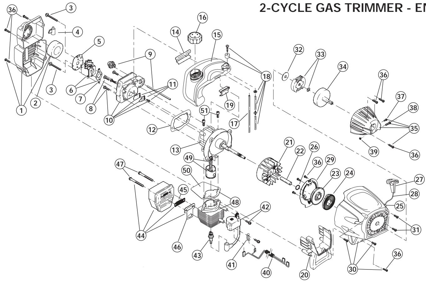 MTD 41ADT25C066 - 2-CYCLE GAS TRIMMER - ENGINE - 1