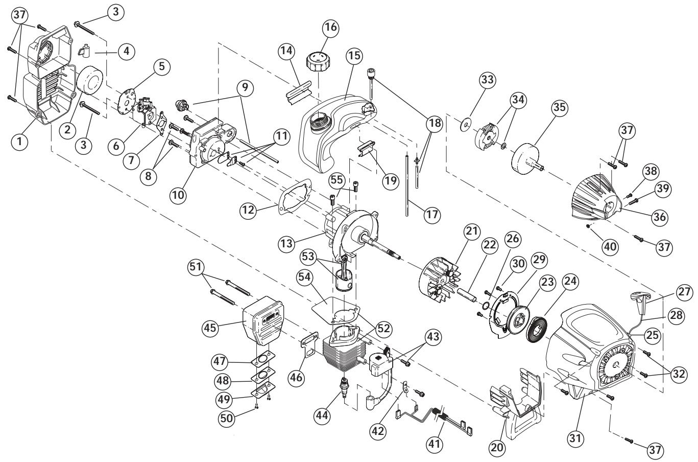MTD TB20CS - 2-CYCLE GAS TRIMMER - ENGINE - 1