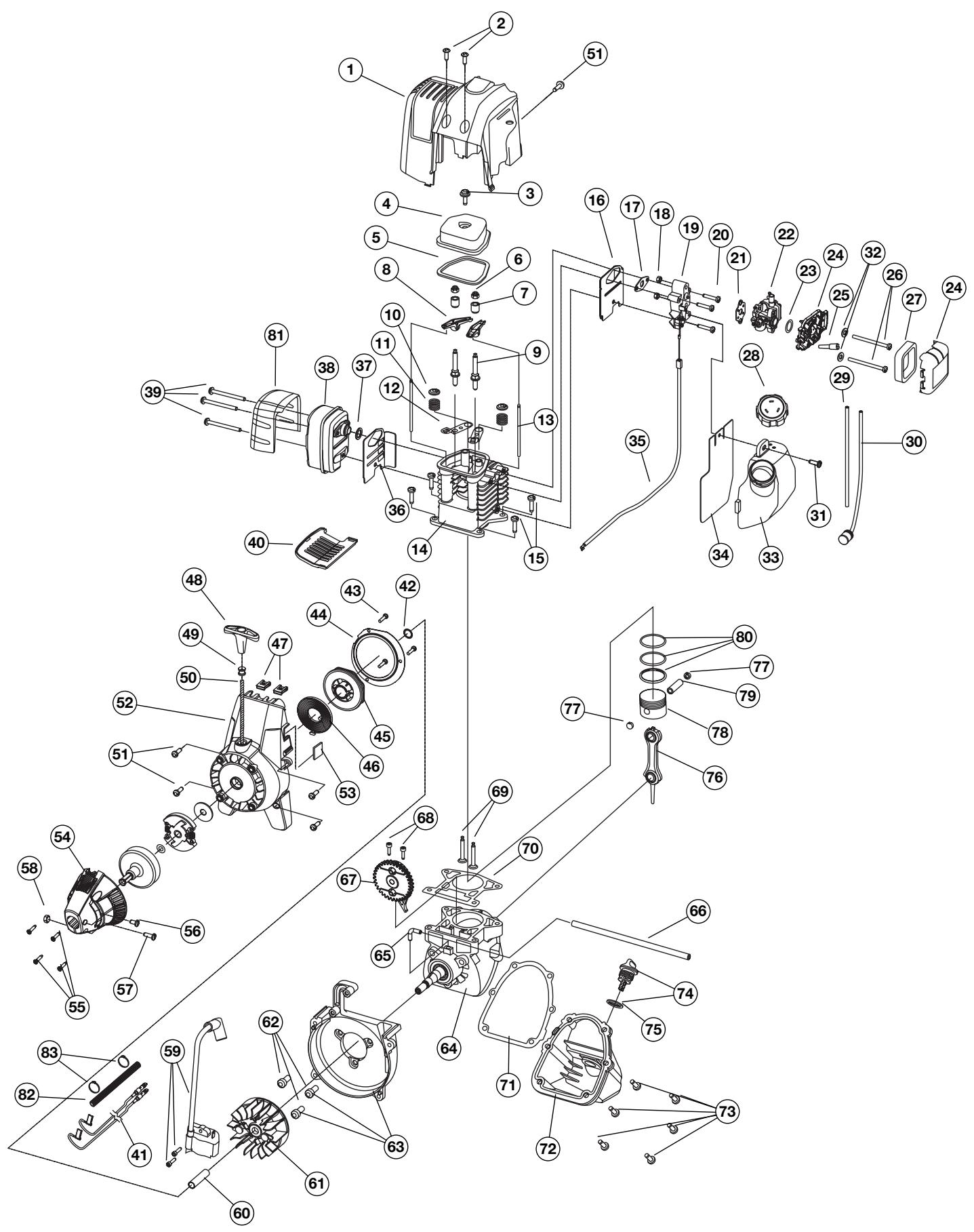 MTD TB415CS - ENGINE PARTS - MODELS TB415CS & TB465SS 4-CYCLE GAS TRIMMERS - 1