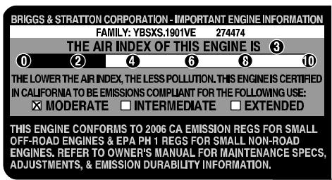 MTD 93400 - After July 1, 2000, Look For Emissions Compliance Period On Engine Emissions Compliance Label - 2