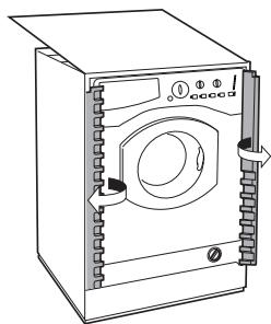 HOTPOINT-ARISTON AWM 129 - Applicazione del pannello in legno alla porta e insertimento della macchina nei mobili: - 3