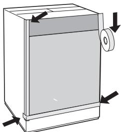 HOTPOINT-ARISTON AWM 129 - Mounting the wooden panel onto the door and inserting the machine into cabinets: - 5