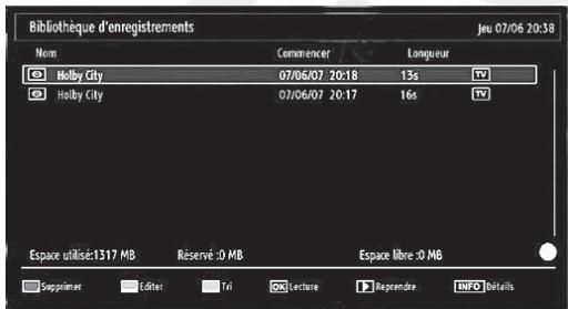 LISTO TELEVISEUR LCD 32LCDUSB-654 - Bibliothèque des enregistrements - 1