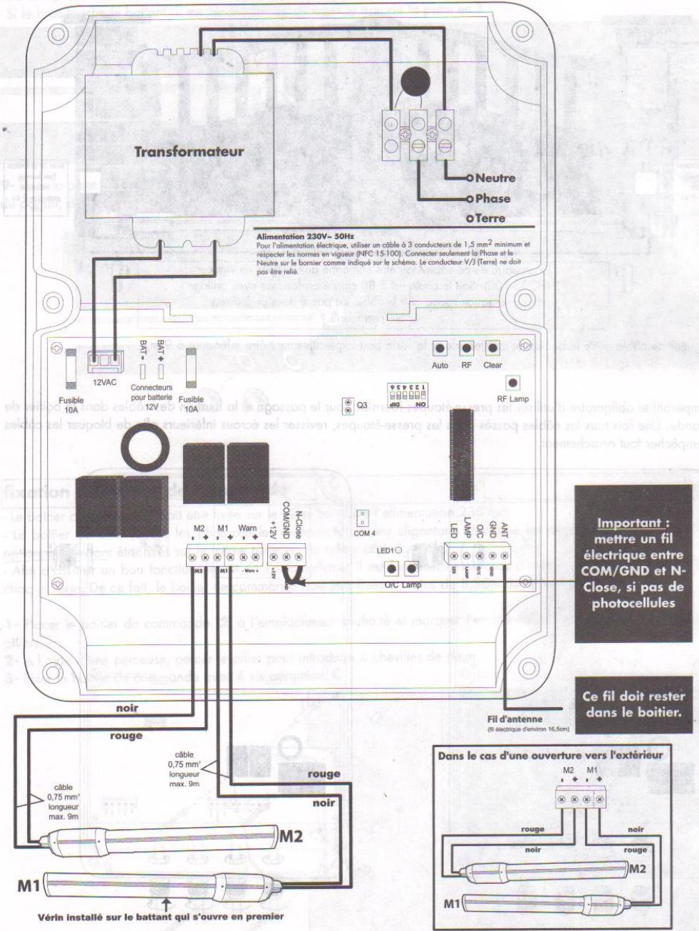 AVIDSEN XP350 EVOLUTION 2 - schema de cablage dans le boitier de commande - 1