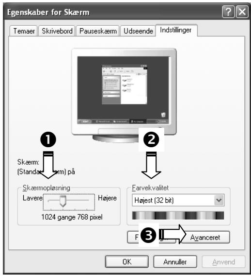 MEDION MD 20086 - Windows XP: Egenskaber for Skærm - 1