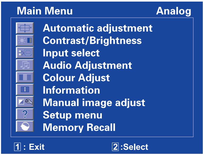MEDION MD 20086 - Het OSD-menu - 1