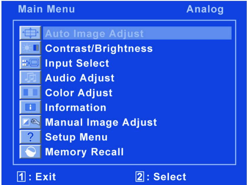 MEDION MD 20121 - Het OSD - menu - 1