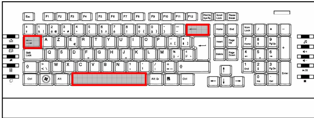 MEDION LIFE E81010 MD 85877 - De spatiebalk, de tabulatortoets en de backspace-toets - 1