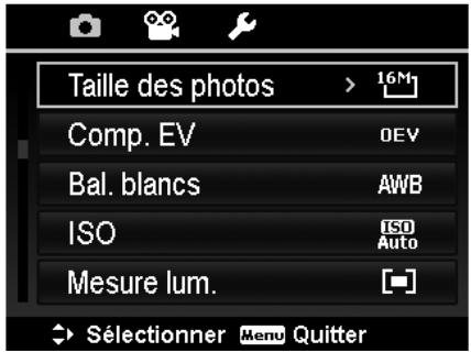 MEDION LIFE X44088 MD 86888 - Le menu d'enregistrement photo - 1