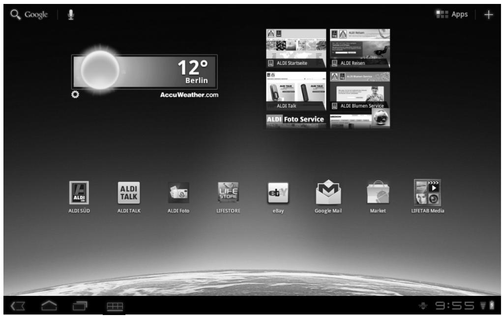 MEDION LIFETAB P9514 MD 99000 - Beschreibung des Startbildschirms - 1