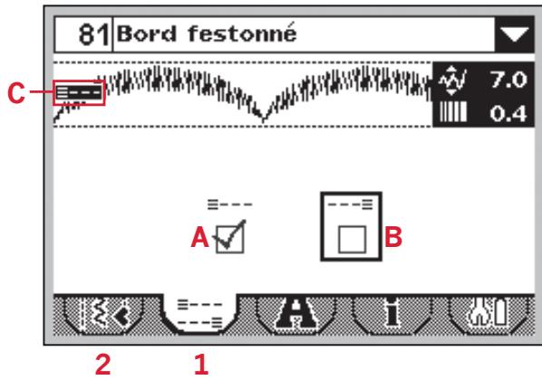 PFAFF AMBITION 1.0 - Fonctions de bouton de marche arrêté dans les options de point d'arrêt - 1