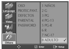 DAEWOO DCSB8511A - Cambi ar nivel de control paterno. - 1