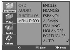 DAEWOO DCSB8511A - Selección un idioma para el menu del disco - 1