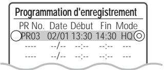 DAEWOO DHR-8105S - Programmation d'un enregistrement à partir de l'écran de programmation manuelle - 2