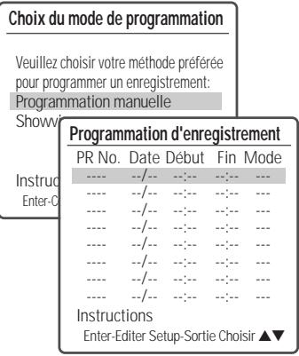 DAEWOO DHR-8105S - Programmation d'un enregistrement à partir de l'écran de programmation manuelle - 1