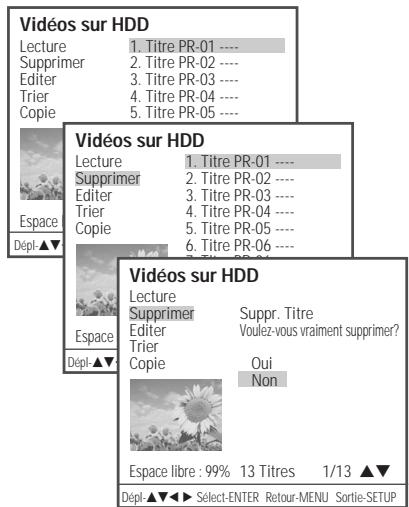 DAEWOO DHR-8105S - Suppression d'un titre HDD - 1