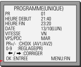 DAEWOO SV-871 - Liste des programmations - modification ou effacement de programmations - 3