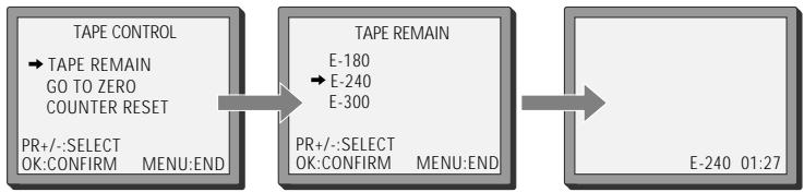 DAEWOO TVCR210 - Remaining time and cassette length - 1