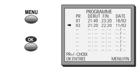 DAEWOO VCR5360F - Liste des programmations - modification et effacement de programmation - 1
