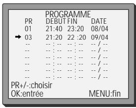 DAEWOO VQ237 - Liste des programmations - modifier ou effacer des programmations - 3