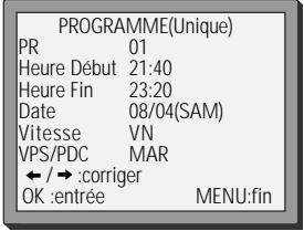 DAEWOO VQ237 - Programmation d'enregistrement normale - 7