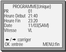 DAEWOO VQ251 - Programmation d'enregistrement normale - 6