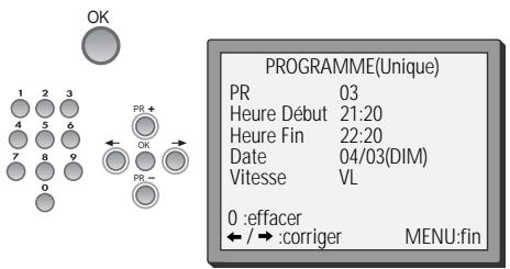 DAEWOO VQ251 - Liste des programmations - modifier ou effacer des programmations - 4