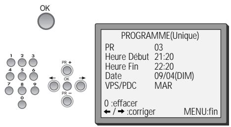 DAEWOO VQ257S - Liste des programmations - modifier ou effacer des programmations - 4