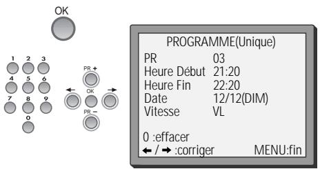 DAEWOO VQ814 - Liste des programmations - modifier ou effacer des programmations - 4