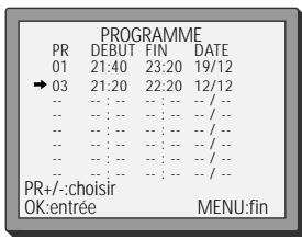 DAEWOO VQ814 - Liste des programmations - modifier ou effacer des programmations - 3