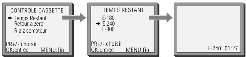 DAEWOO VQ847S1 - Temps de bande restante et durée d'enregistrement des cassettes - 1