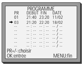 DAEWOO VQ847S1 - Liste des programmations - modifier ou effacer des programmations - 3