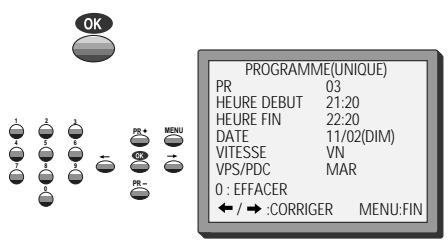 DAEWOO VS-K640N-E6 - Liste des programmations - modification et effacement de programmation - 2