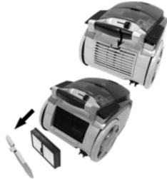 SUPPORTPLUS ASPIRATEUR SANS SAC SP-VAC04G-0223 - Nettoyer le filtré d'echappement: - 1