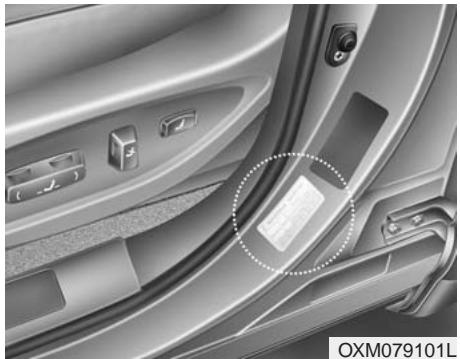 KIA SORENTO 2012 - Pression à froid recommandée pour les pneus - 1