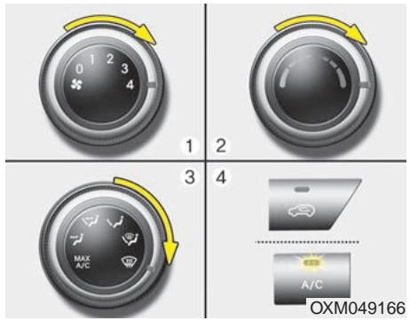 KIA SORENTO 2012 - Dégivrage de la face intérieure du pare-brise - 1