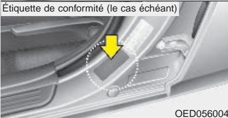KIA CEED 2009 - Étiquette d'homologation du vehicule (le cas échéant) - 2