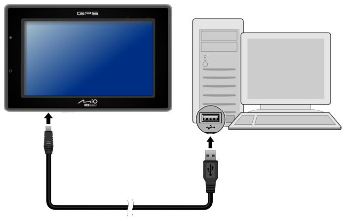 MIO C620 - Recharge de la batterie via le câble USB - 1