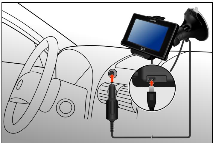 MIO C620 - Connecter le chargeur de voiture - 1